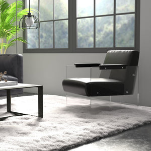 Sarreid Holloway Armchair - Luxurious Onyx Black Leather Seating With Stylish Acrylic Accents For Comfort Black  54082