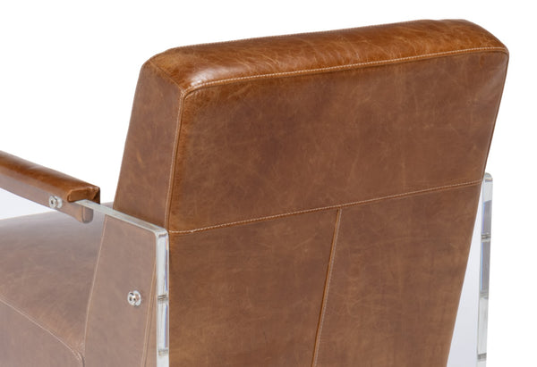 Sarreid Holloway Armchair In Luxurious Cuba Brown Leather - Stylish Design For Modern Living Spaces Brown  54083