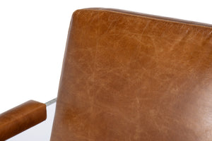 Sarreid Holloway Armchair In Luxurious Cuba Brown Leather - Stylish Design For Modern Living Spaces Brown  54083