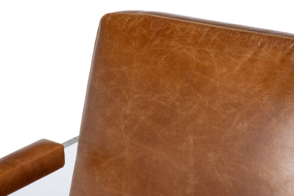 Sarreid Holloway Armchair In Luxurious Cuba Brown Leather - Stylish Design For Modern Living Spaces Brown  54083