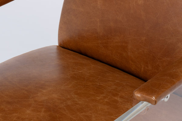 Sarreid Holloway Armchair In Luxurious Cuba Brown Leather - Stylish Design For Modern Living Spaces Brown  54083