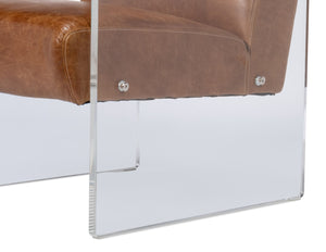 Sarreid Holloway Armchair In Luxurious Cuba Brown Leather - Stylish Design For Modern Living Spaces Brown  54083