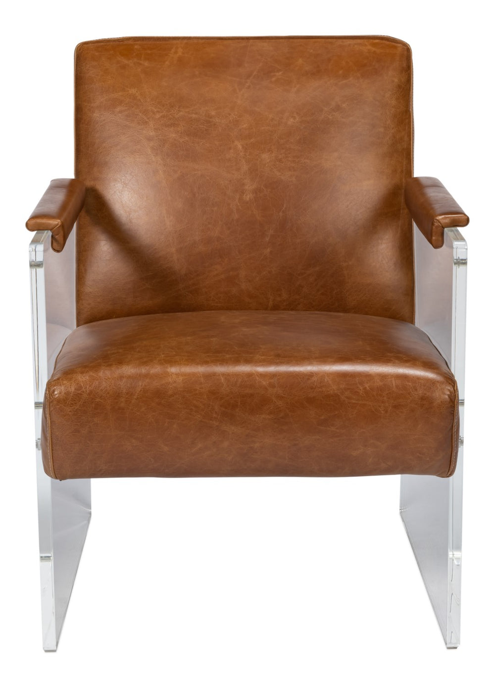Sarreid Holloway Armchair In Luxurious Cuba Brown Leather - Stylish Design For Modern Living Spaces Brown  54083