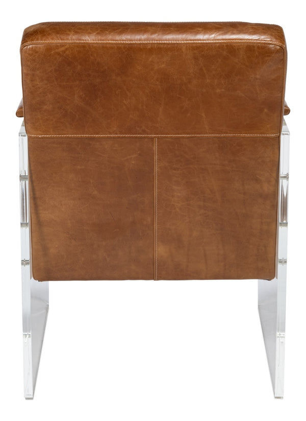 Sarreid Holloway Armchair In Luxurious Cuba Brown Leather - Stylish Design For Modern Living Spaces Brown  54083