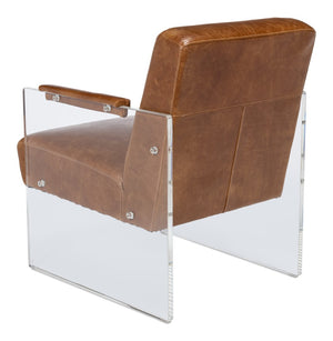 Sarreid Holloway Armchair In Luxurious Cuba Brown Leather - Stylish Design For Modern Living Spaces Brown  54083