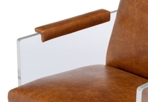 Sarreid Holloway Armchair In Luxurious Cuba Brown Leather - Stylish Design For Modern Living Spaces Brown  54083