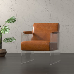 Sarreid Holloway Armchair In Luxurious Cuba Brown Leather - Stylish Design For Modern Living Spaces Brown  54083