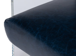 Sarreid Holloway Armchair In Chateau Blue Leather - Elegant Acrylic Design For Stylish Living Spaces Blue  54084