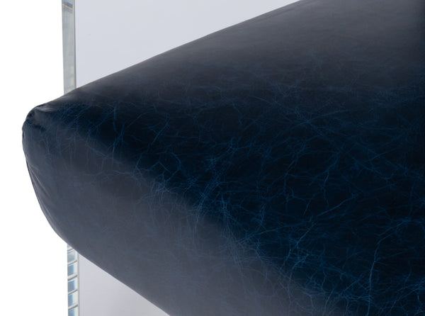 Sarreid Holloway Armchair In Chateau Blue Leather - Elegant Acrylic Design For Stylish Living Spaces Blue  54084