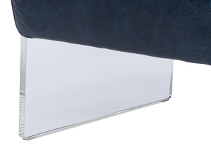 Sarreid Holloway Armchair In Chateau Blue Leather - Elegant Acrylic Design For Stylish Living Spaces Blue  54084