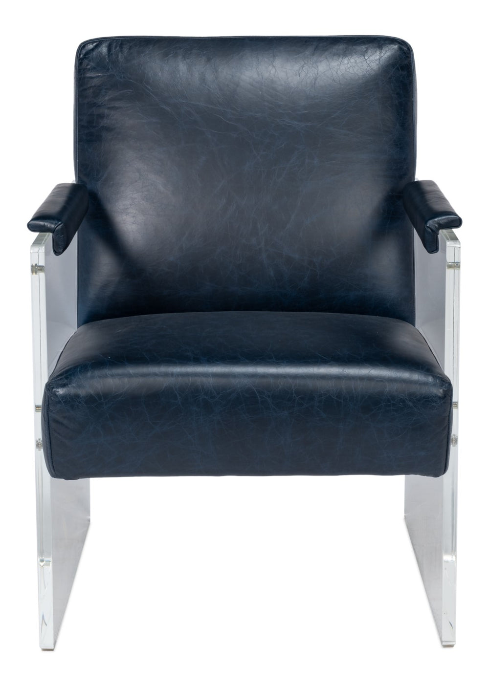 Sarreid Holloway Armchair In Chateau Blue Leather - Elegant Acrylic Design For Stylish Living Spaces Blue  54084