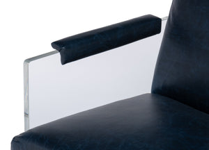 Sarreid Holloway Armchair In Chateau Blue Leather - Elegant Acrylic Design For Stylish Living Spaces Blue  54084