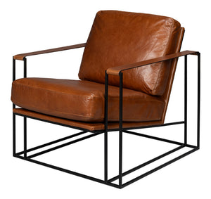 Sarreid Oryan Chair - Luxurious Havana Brown Leather With Strong Iron Frame For Modern Elegance And Comfort Brown  54085