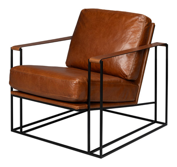 Sarreid Oryan Chair - Luxurious Havana Brown Leather With Strong Iron Frame For Modern Elegance And Comfort Brown  54085