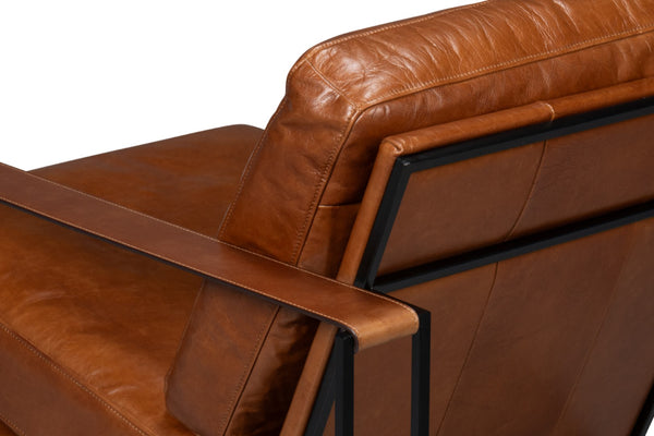 Sarreid Oryan Chair - Luxurious Havana Brown Leather With Strong Iron Frame For Modern Elegance And Comfort Brown  54085