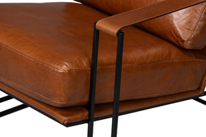 Sarreid Oryan Chair - Luxurious Havana Brown Leather With Strong Iron Frame For Modern Elegance And Comfort Brown  54085