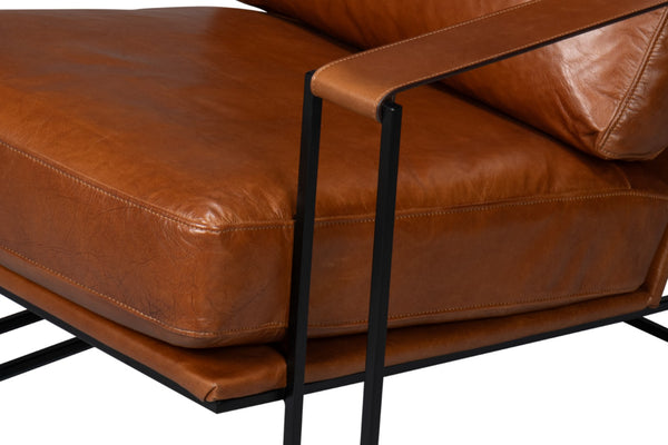 Sarreid Oryan Chair - Luxurious Havana Brown Leather With Strong Iron Frame For Modern Elegance And Comfort Brown  54085
