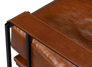 Sarreid Oryan Chair - Luxurious Havana Brown Leather With Strong Iron Frame For Modern Elegance And Comfort Brown  54085