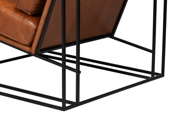 Sarreid Oryan Chair - Luxurious Havana Brown Leather With Strong Iron Frame For Modern Elegance And Comfort Brown  54085