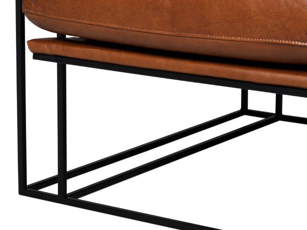 Sarreid Oryan Chair - Luxurious Havana Brown Leather With Strong Iron Frame For Modern Elegance And Comfort Brown  54085