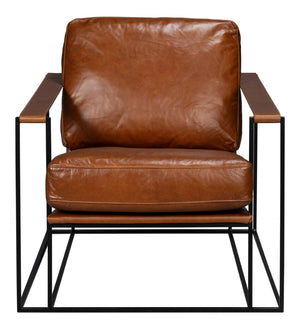 Sarreid Oryan Chair - Luxurious Havana Brown Leather With Strong Iron Frame For Modern Elegance And Comfort Brown  54085