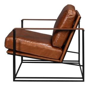 Sarreid Oryan Chair - Luxurious Havana Brown Leather With Strong Iron Frame For Modern Elegance And Comfort Brown  54085
