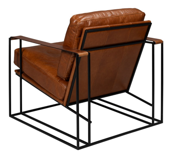 Sarreid Oryan Chair - Luxurious Havana Brown Leather With Strong Iron Frame For Modern Elegance And Comfort Brown  54085