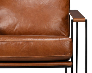 Sarreid Oryan Chair - Luxurious Havana Brown Leather With Strong Iron Frame For Modern Elegance And Comfort Brown  54085