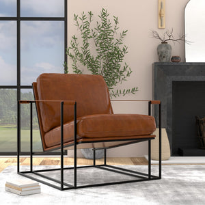 Sarreid Oryan Chair - Luxurious Havana Brown Leather With Strong Iron Frame For Modern Elegance And Comfort Brown  54085