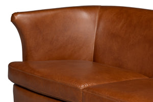 Sarreid Mcmillan Distilled Leather Sofa In Rich Havana Brown With Antique Brass Nail Head Accents Brown  54087