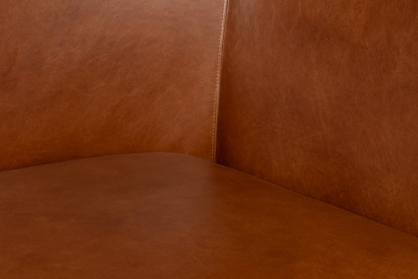 Sarreid Mcmillan Distilled Leather Sofa In Rich Havana Brown With Antique Brass Nail Head Accents Brown  54087