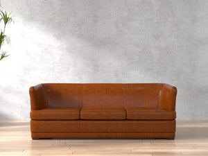 Sarreid Mcmillan Distilled Leather Sofa In Rich Havana Brown With Antique Brass Nail Head Accents Brown  54087