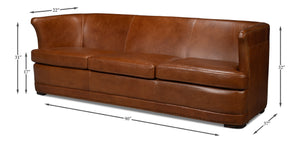 Sarreid Mcmillan Distilled Leather Sofa In Rich Havana Brown With Antique Brass Nail Head Accents Brown  54087