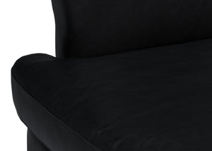 Sarreid Mcmillan Distilled Leather Sofa In Onyx Black With Antique Brass Nail Head - Luxurious Comfort! Black  54088