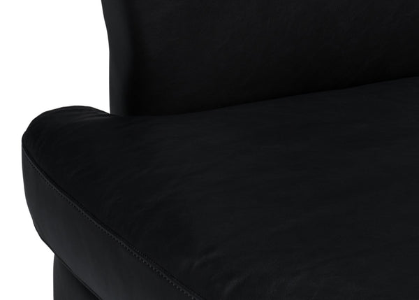 Sarreid Mcmillan Distilled Leather Sofa In Onyx Black With Antique Brass Nail Head - Luxurious Comfort! Black  54088