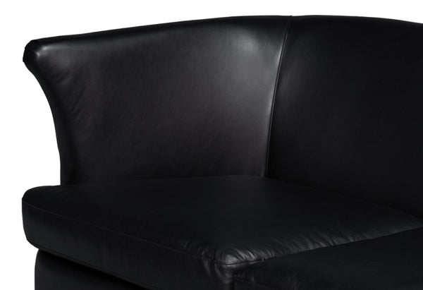 Sarreid Mcmillan Distilled Leather Sofa In Onyx Black With Antique Brass Nail Head - Luxurious Comfort! Black  54088