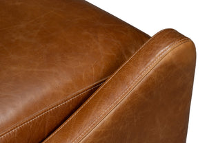 Sarreid Brandy Accent Chair - Stylish Cuba Brown Leather With Elegant Wood Frame For Modern Interiors Brown  54089