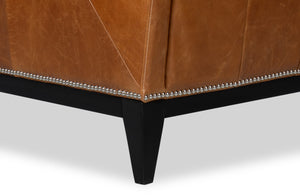 Sarreid Brandy Accent Chair - Stylish Cuba Brown Leather With Elegant Wood Frame For Modern Interiors Brown  54089