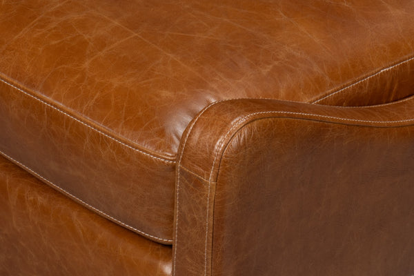 Sarreid Brandy Accent Chair - Stylish Cuba Brown Leather With Elegant Wood Frame For Modern Interiors Brown  54089