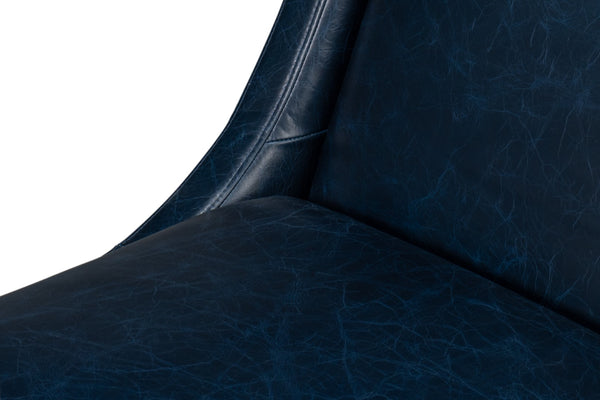 Sarreid Brandy Accent Chair - Luxurious Chateau Blue Leather With Elegant Wood Frame For Stylish Living Spaces Blue  54090