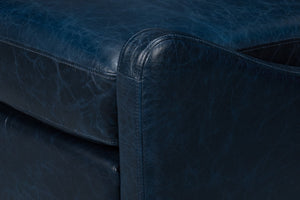 Sarreid Brandy Accent Chair - Luxurious Chateau Blue Leather With Elegant Wood Frame For Stylish Living Spaces Blue  54090