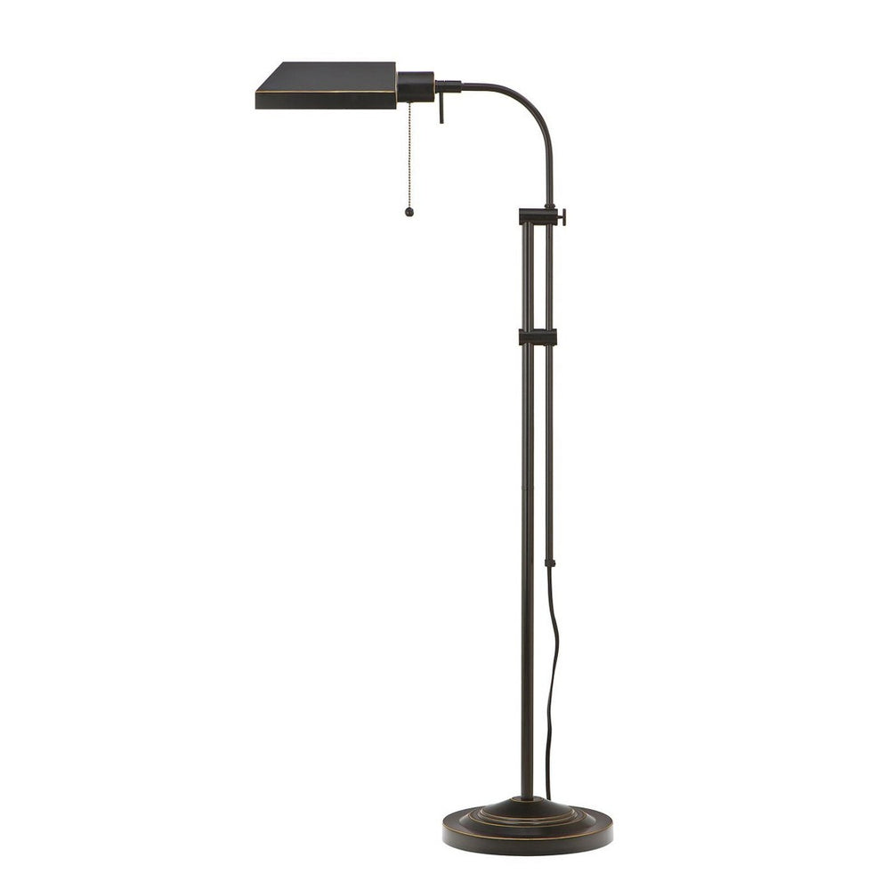 English Elm Metal Adjustable Floor Lamp with Rectangular Shade and Dark Bronze Architectural Finish B056P416797