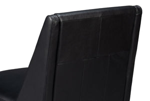 Sarreid Brandy Accent Chair - Luxurious Onyx Black Leather With Stylish Wood Accents For Modern Decor Black  54091