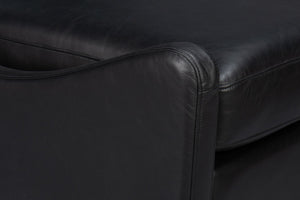 Sarreid Brandy Accent Chair - Luxurious Onyx Black Leather With Stylish Wood Accents For Modern Decor Black  54091