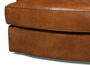 Sarreid Scoth Swivel Chair - Luxurious Cuba Brown Leather With Stylish Wood Base For Ultimate Comfort Brown  54092