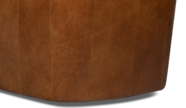 Sarreid Scoth Swivel Chair - Luxurious Cuba Brown Leather With Stylish Wood Base For Ultimate Comfort Brown  54092