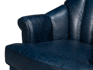 Sarreid Scoth Swivel Chair In Chateau Blue Leather - Elegant Design, Comfortable Seating, And Stylish Appeal Blue  54093