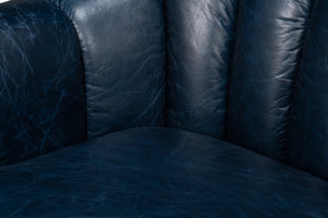 Sarreid Scoth Swivel Chair In Chateau Blue Leather - Elegant Design, Comfortable Seating, And Stylish Appeal Blue  54093