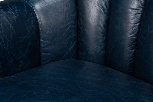 Sarreid Scoth Swivel Chair In Chateau Blue Leather - Elegant Design, Comfortable Seating, And Stylish Appeal Blue  54093