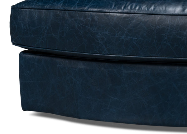 Sarreid Scoth Swivel Chair In Chateau Blue Leather - Elegant Design, Comfortable Seating, And Stylish Appeal Blue  54093